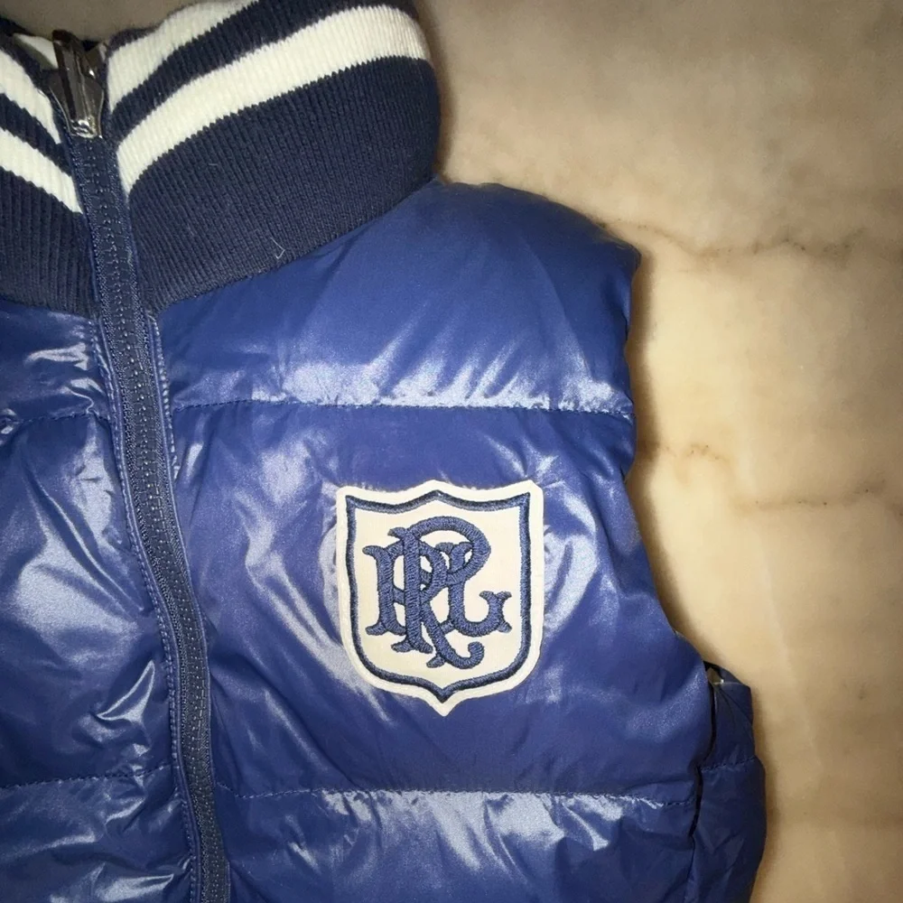 Polo Ralph Lauren Unisex Kids Reversible navy/white Puffer Vest size 12/14 large